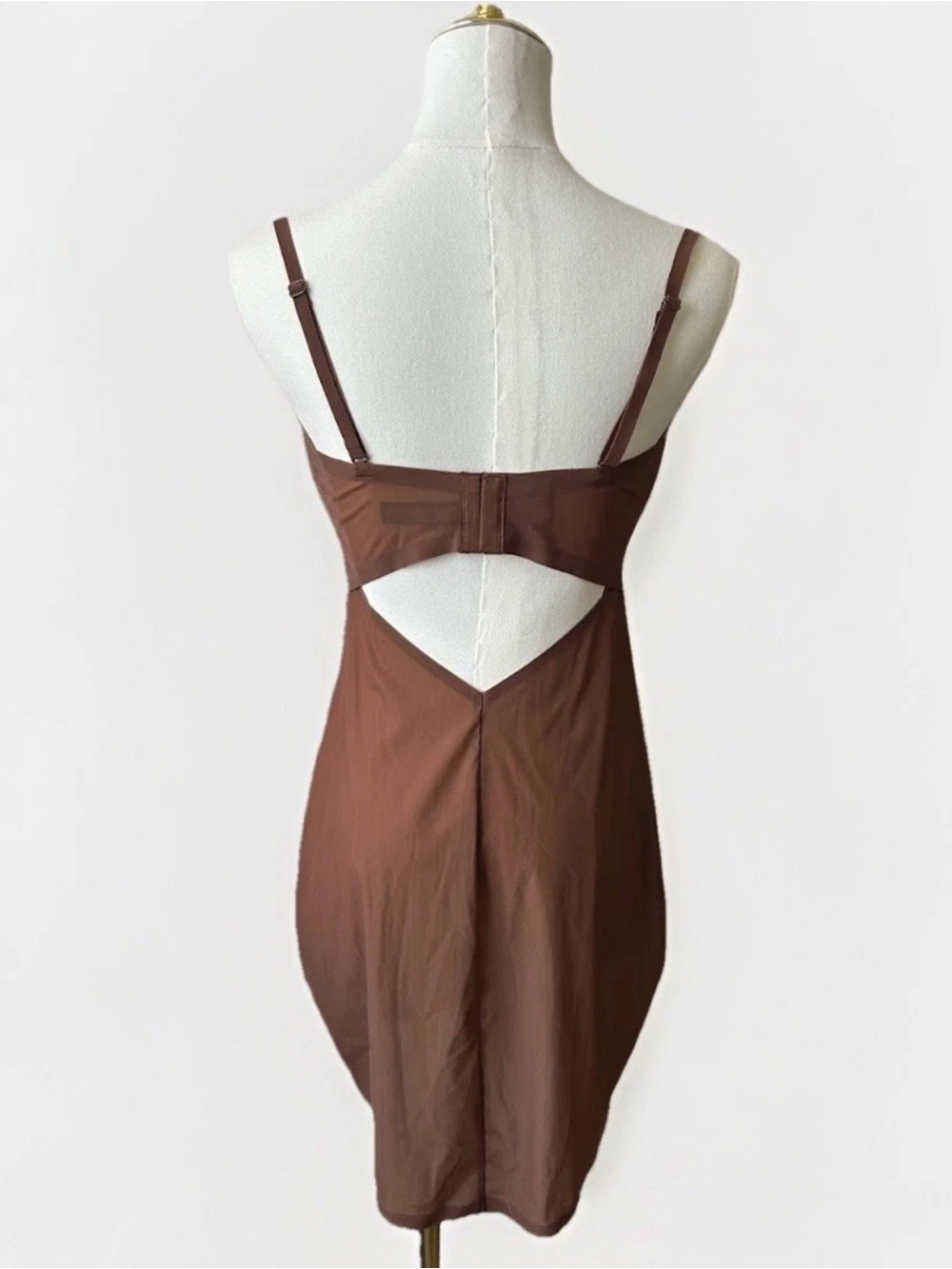 Skims Mesh 36DDD 38DD Underwire Strapless Bra Slip - Detachable Straps - Brown - Picture 2 of 7